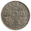 1926 Far 6 Canada 5-Cents Fine (F12) Scratched
