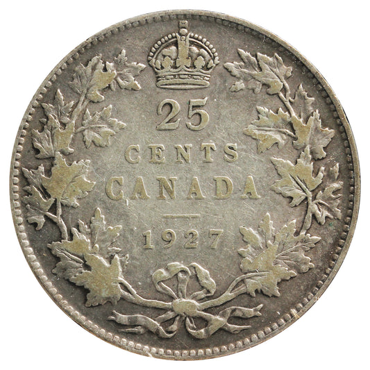 1927 Canada 25-Cents F-VF (F15) Scratched, marks, or impaired