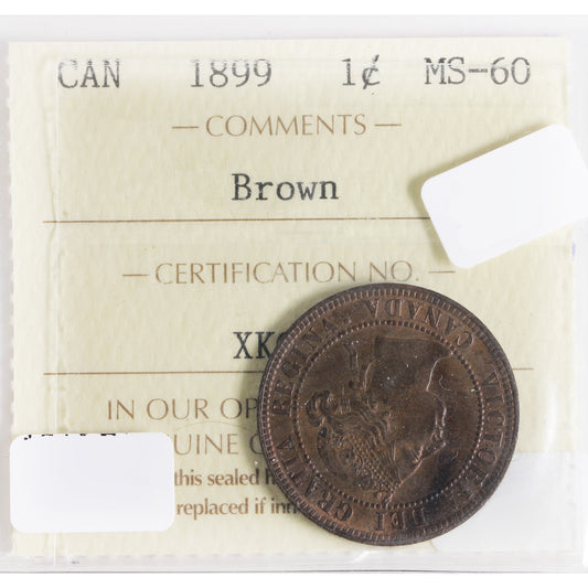 1899 Canada 1-Cent ICCS Certified MS60 Brown