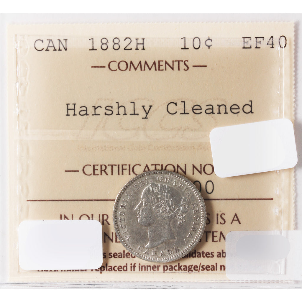 1882H Canada 10-Cents ICCS Certified EF-40 (Harshly Cleaned)