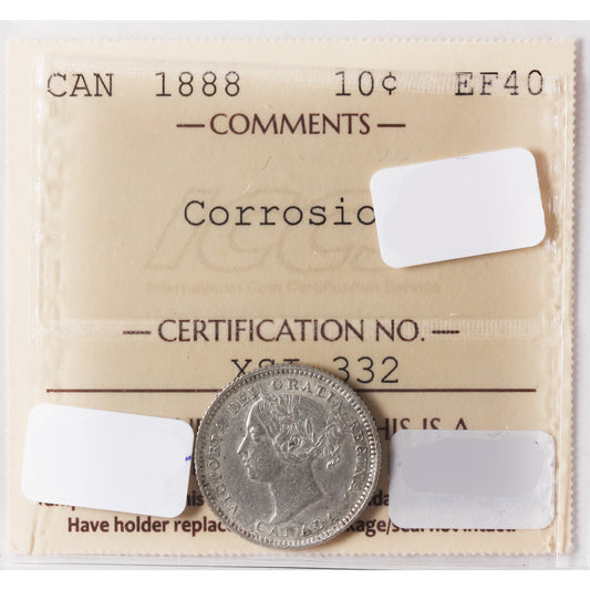 1888 Canada 10-Cents ICCS Certified EF-40 (Corrosion)