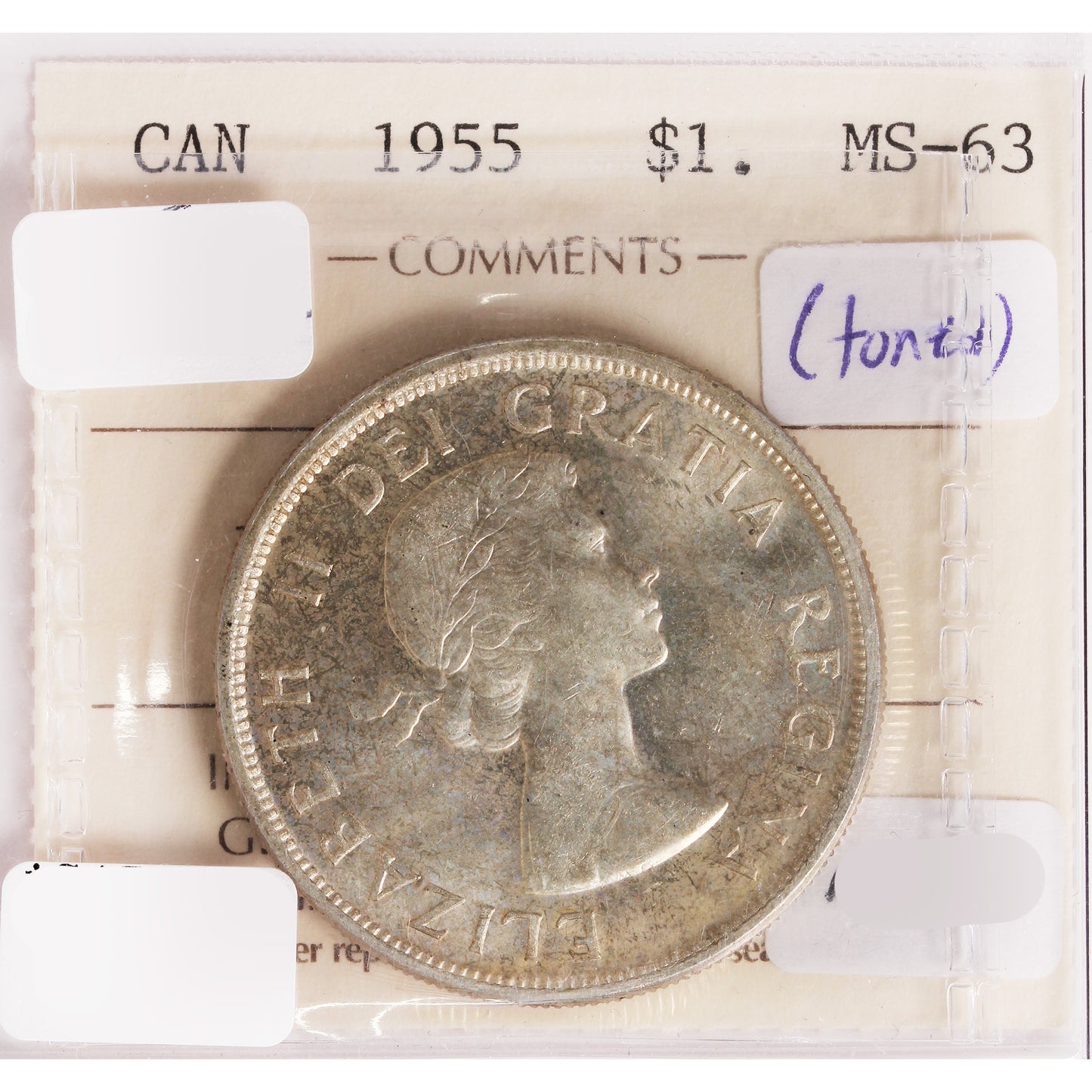 1955 Canada Dollar ICCS Certified MS-63 (Toned)