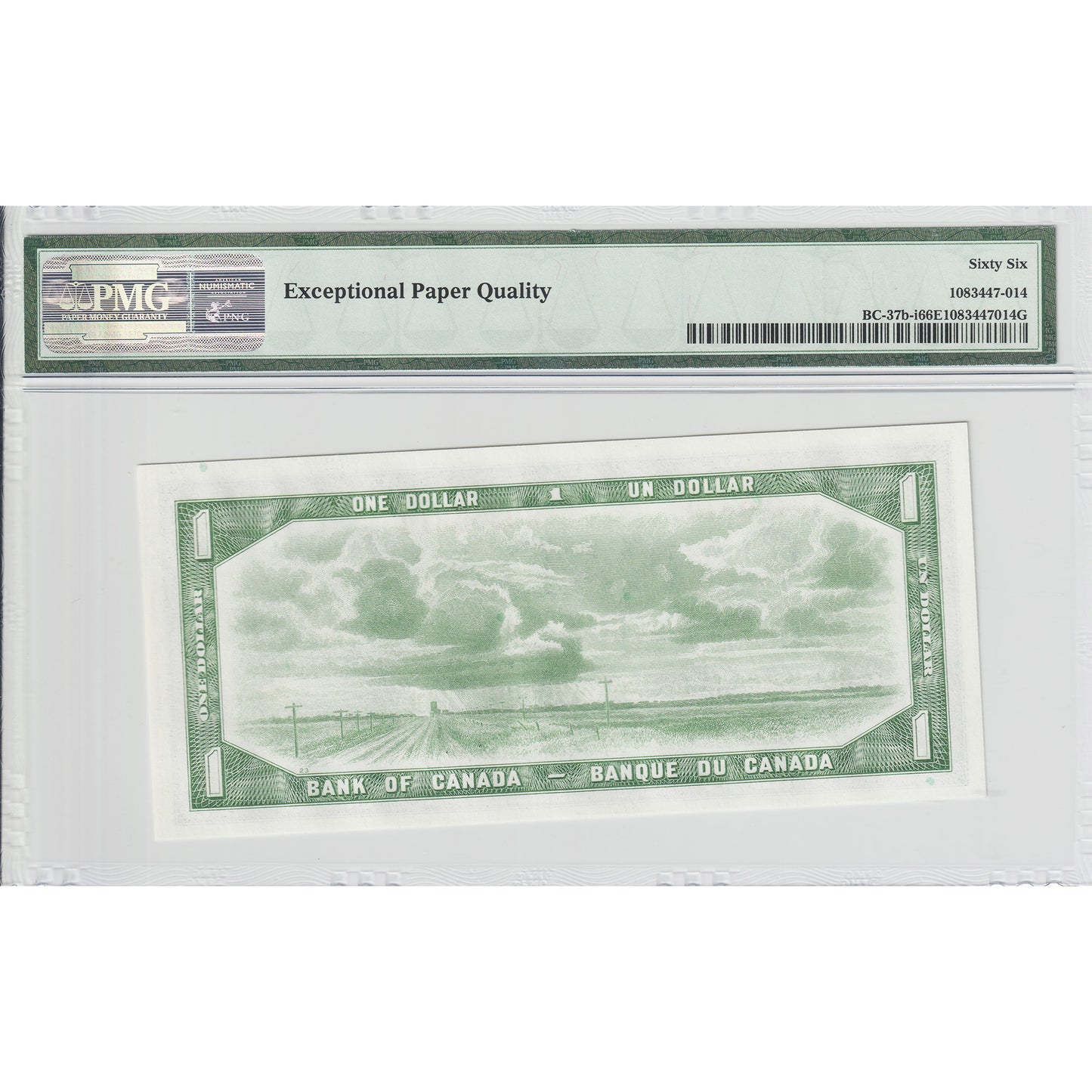 BC-37b-i 1954 Canada $1 Beattie-Rasminksy, H/M, PMG Cert. GUNC-66 EPQ