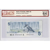 BC-56c-N1-iii 1986 Canada $5 Bonin-Thiessen, GPV, 4 Digit RADAR, BCS Cert CUNC64 Orig.