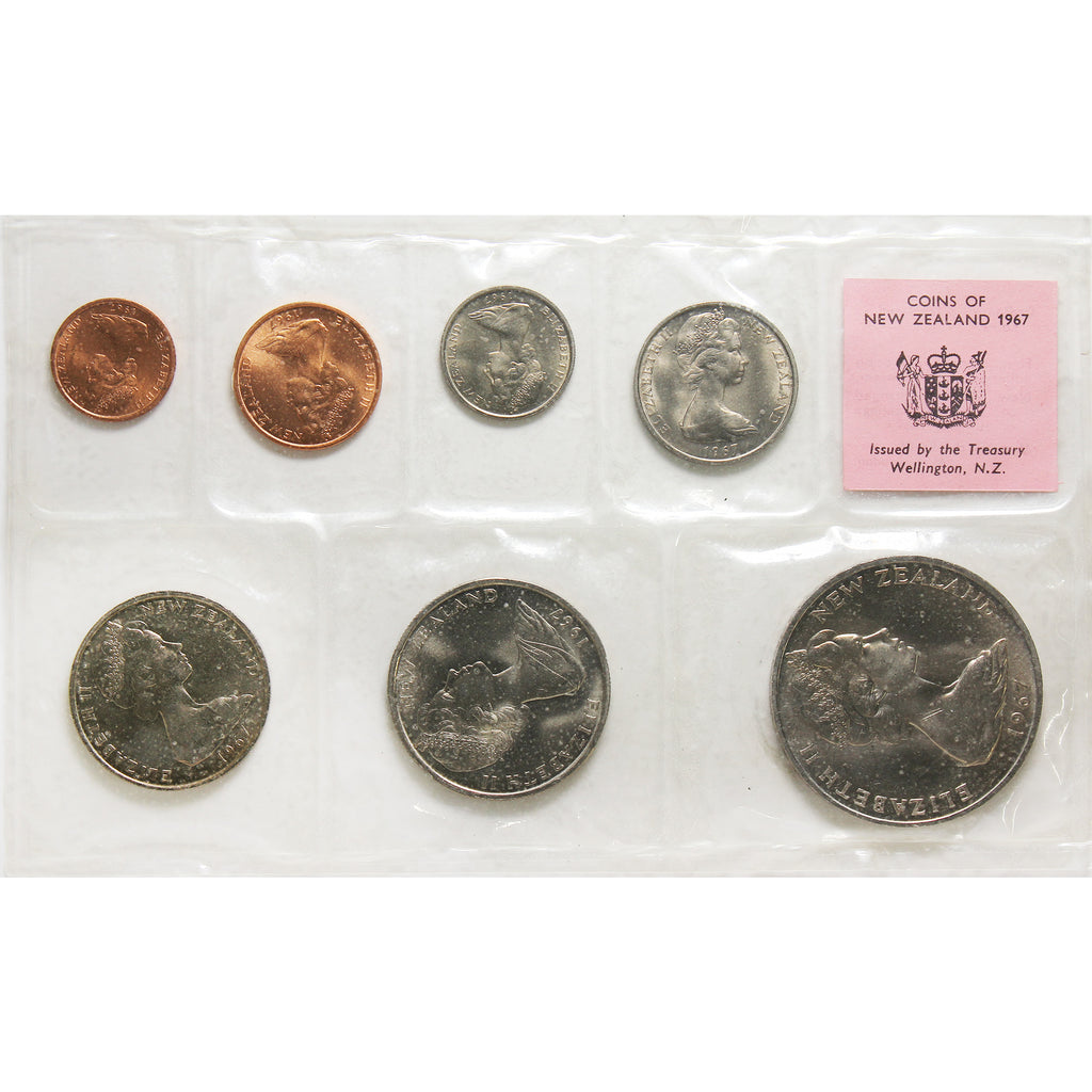 1967 New Zealand Uncirculated Coin Set in Original Pliofilm
