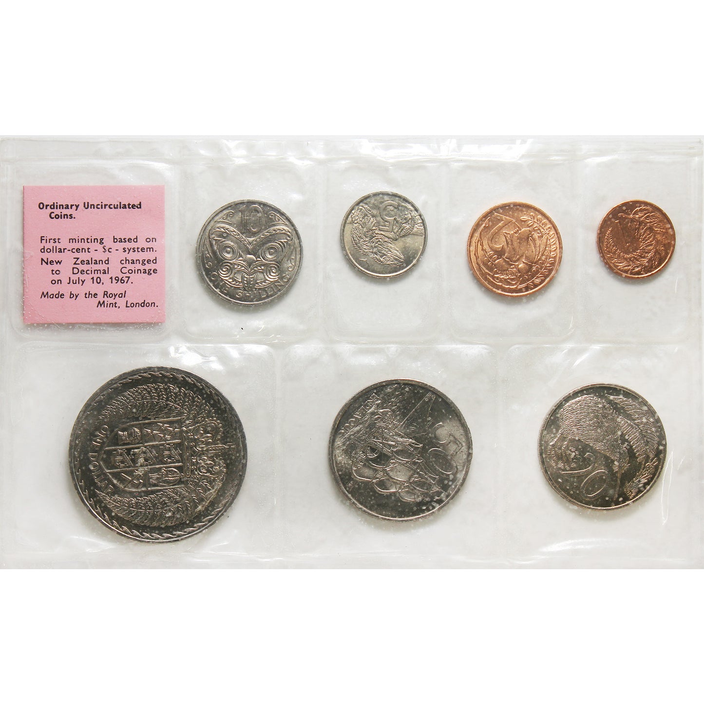 1967 New Zealand Uncirculated Coin Set in Original Pliofilm