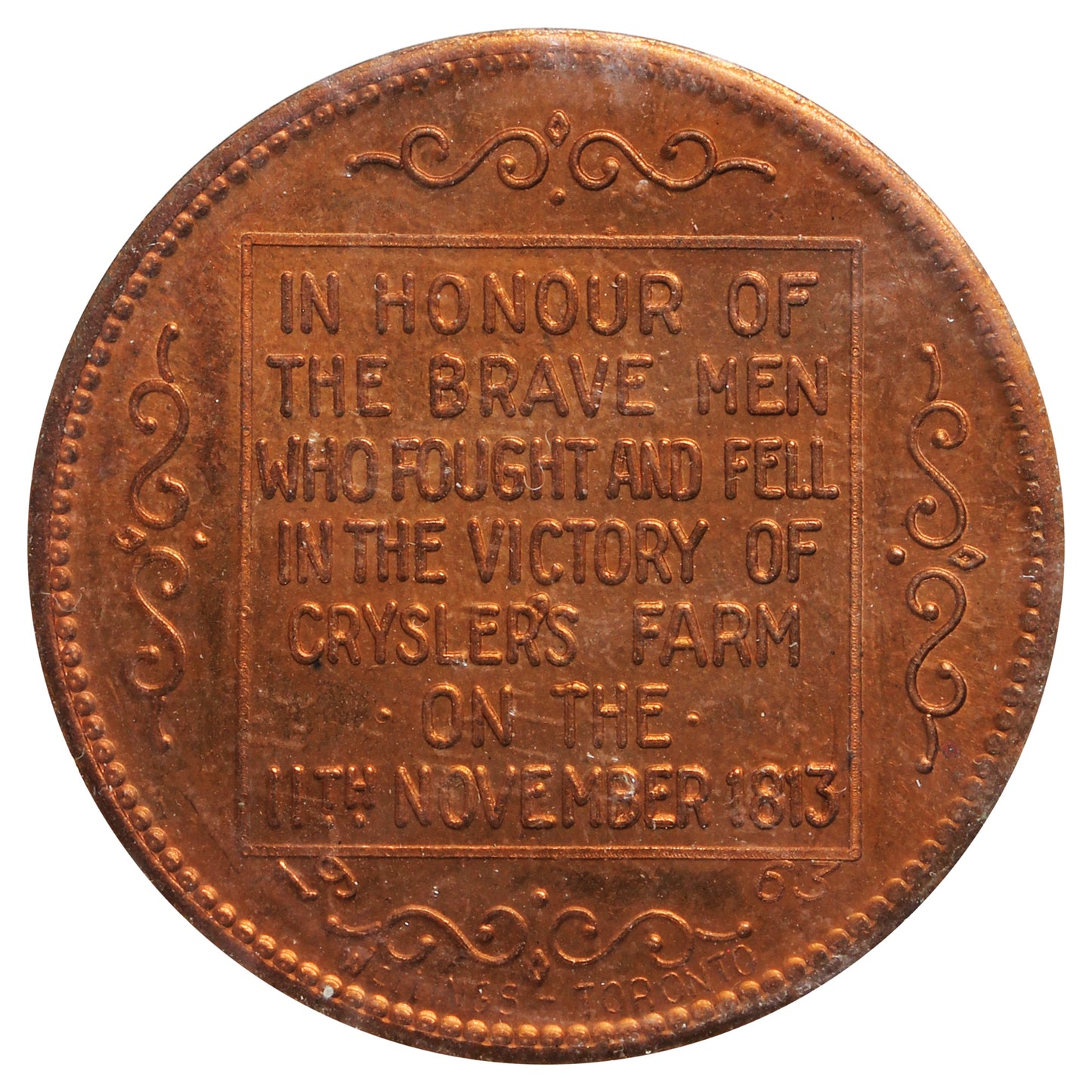 1963 Upper Canada Village Battlefield Memorial Token