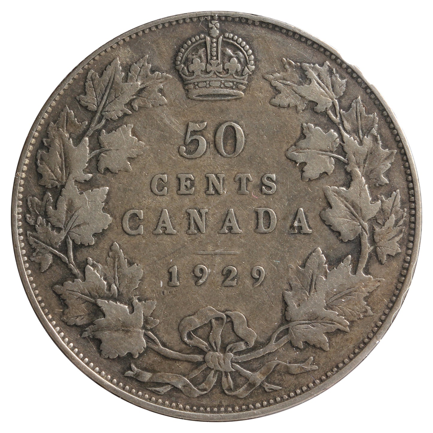 1929 Canada 50-cents Fine (F12) Impaired