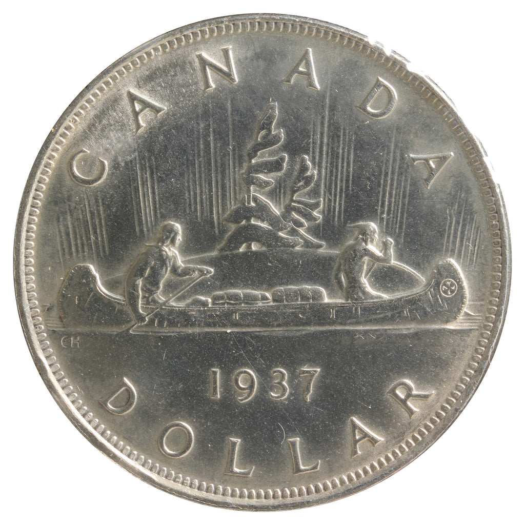 1937 Canada Dollar Brilliant Uncirculated (MS63) Scratched, Cleaned, or Impaired