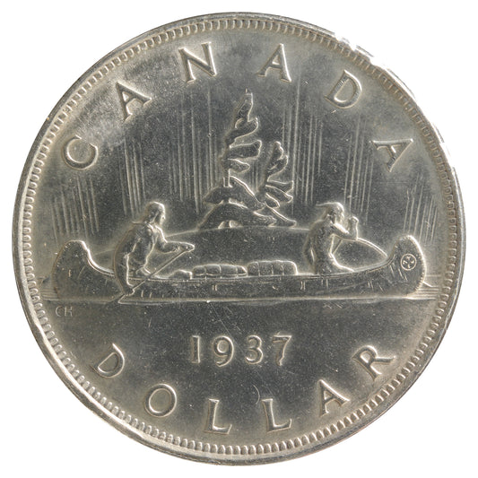 1937 Canada Dollar Brilliant Uncirculated (MS63) Scratched, Cleaned, or Impaired