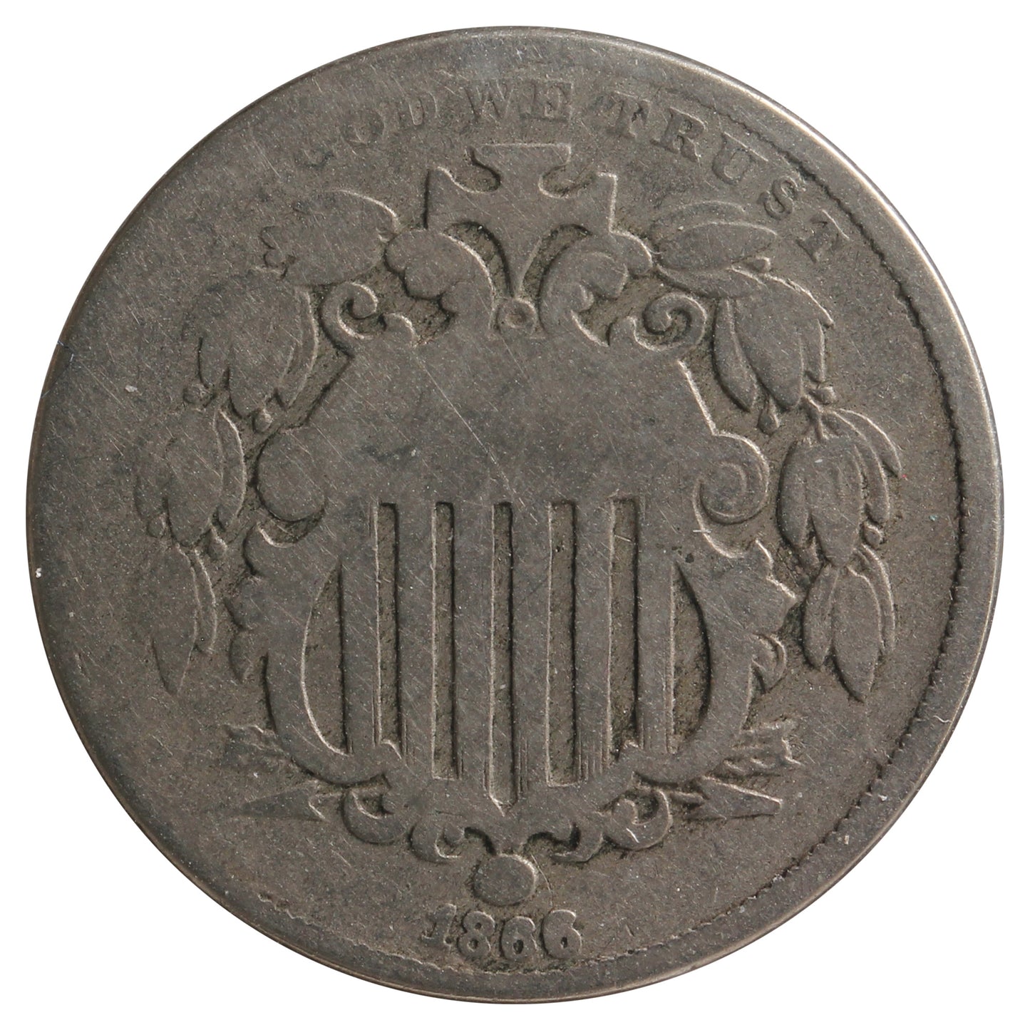 1866 USA Nickel About Good (AG-3) Impaired