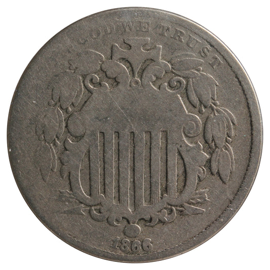 1866 USA Nickel About Good (AG-3) Impaired