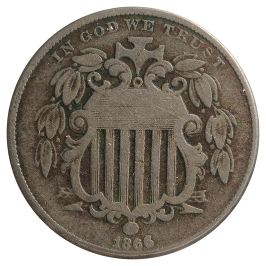 1866 USA Nickel Fine (F-12) Impaired