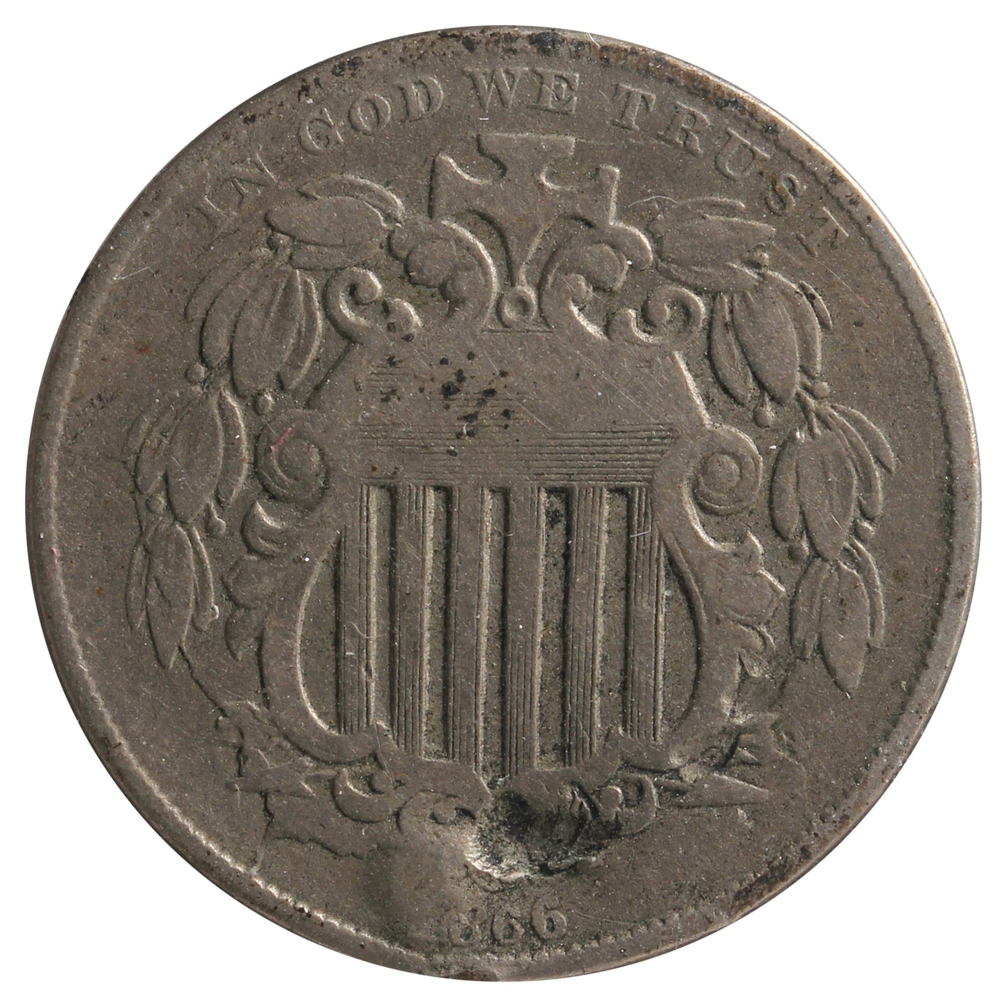 1866 USA Nickel F-VF (F-15) Impaired