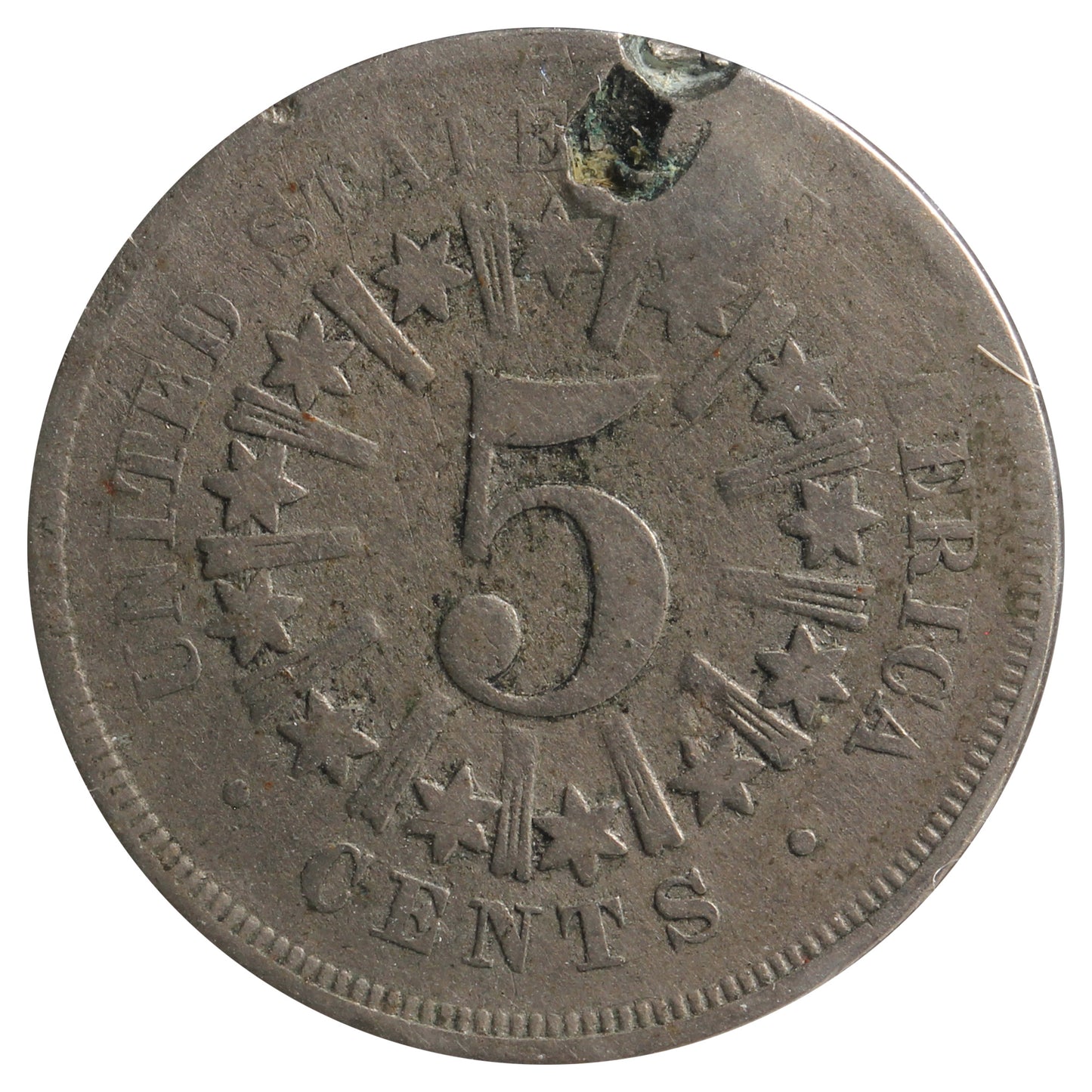 1866 USA Nickel F-VF (F-15) Impaired