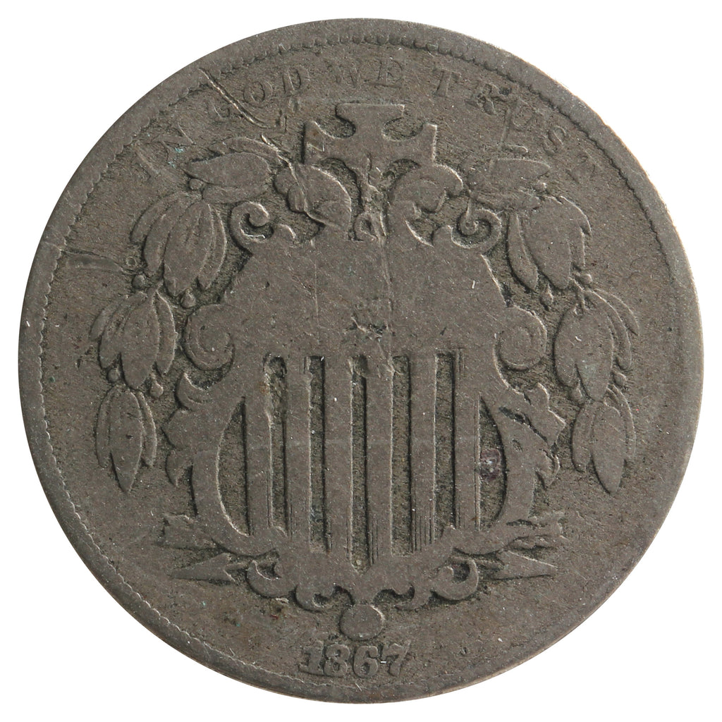 1867 Rays USA Nickel Very Good (VG-8) Scratched