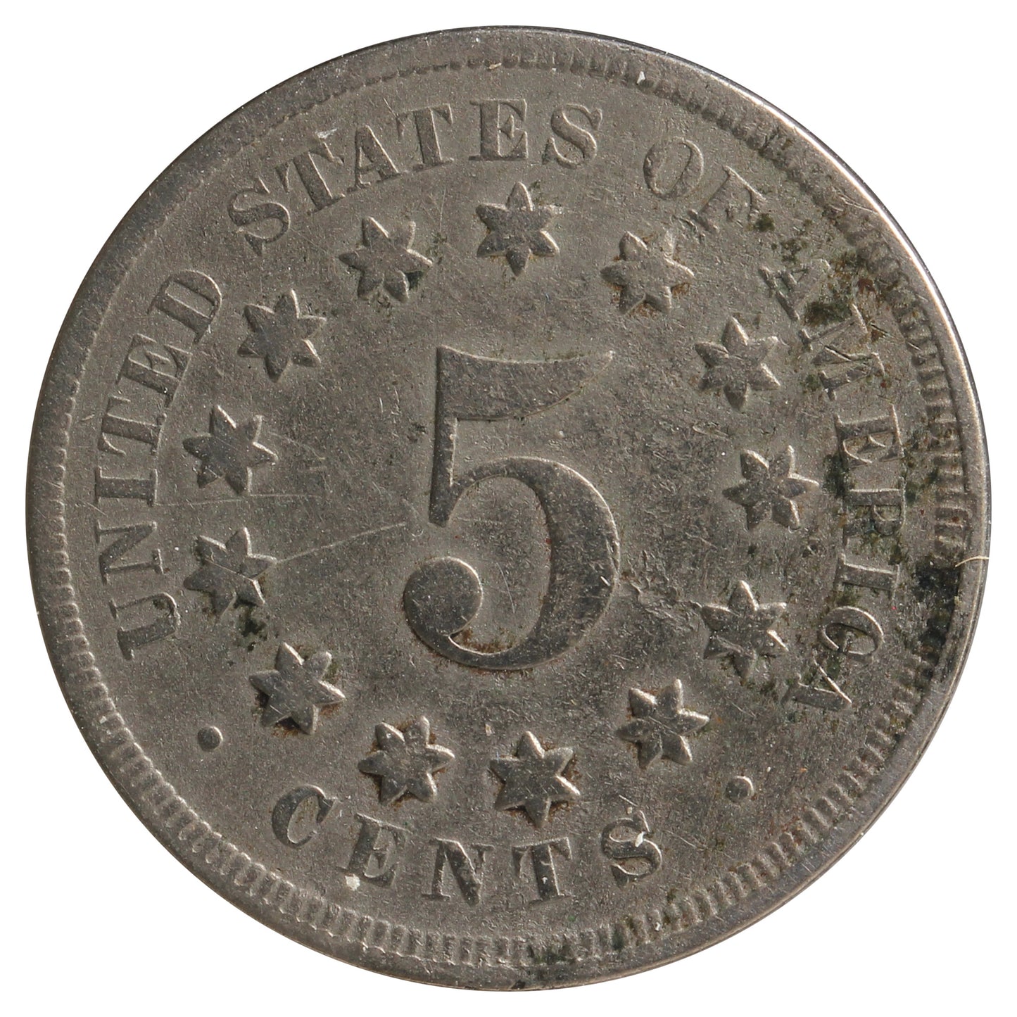 1867 No Rays USA Nickel F-VF (F-15) Impaired