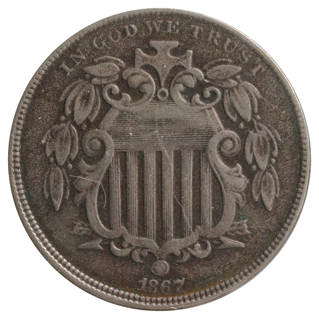 1867 No Rays USA Nickel VF-EF (VF-30) Impaired