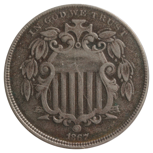 1867 No Rays USA Nickel VF-EF (VF-30) Impaired