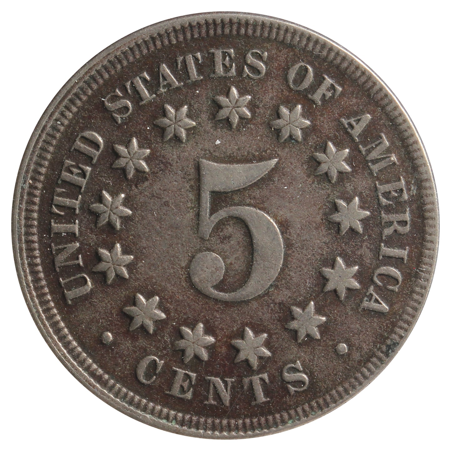 1867 No Rays USA Nickel VF-EF (VF-30) Impaired