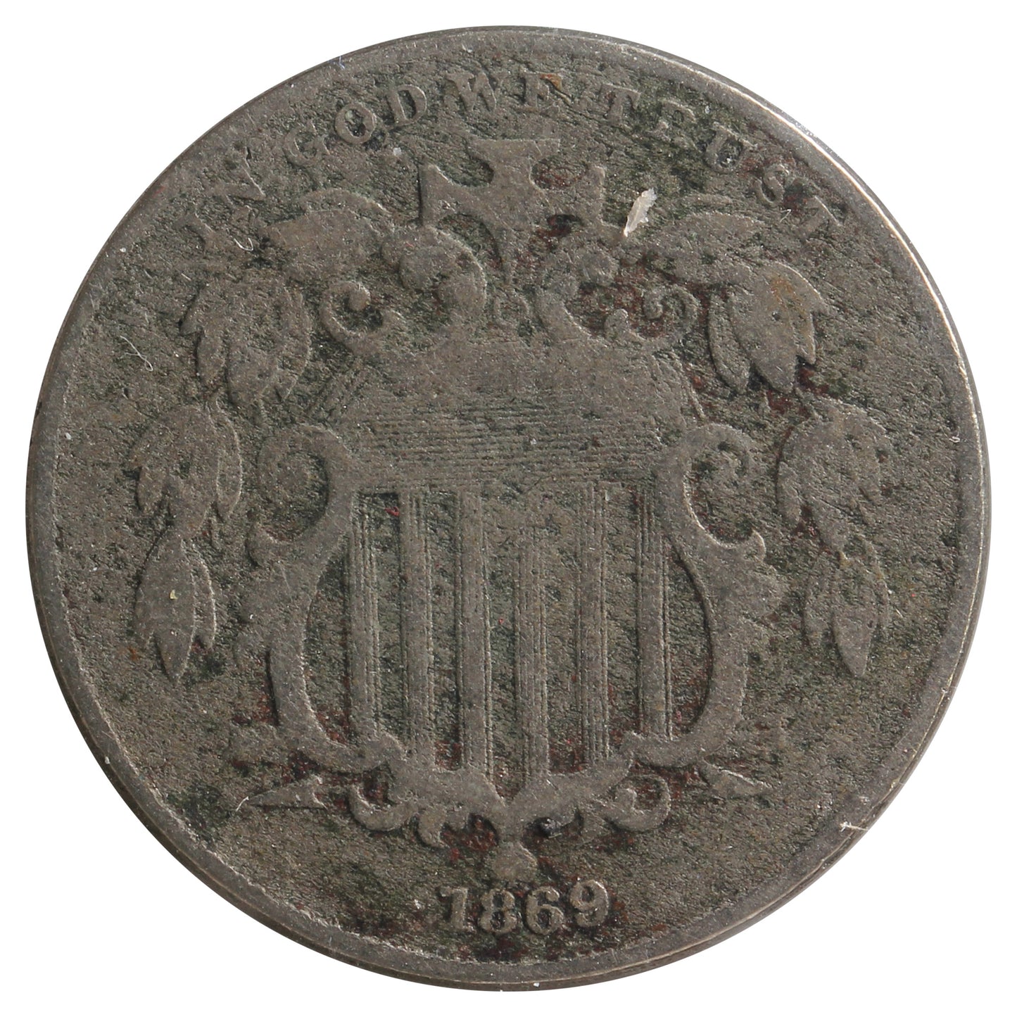 1869 USA Nickel F-VF (F-15) Impaired