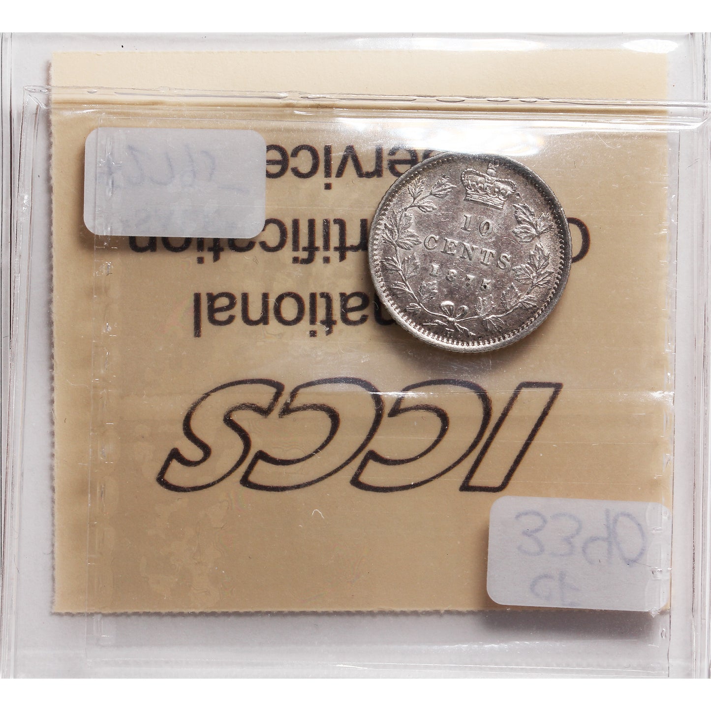 1875H Canada 10-cents ICCS Certified EF-45 Mark