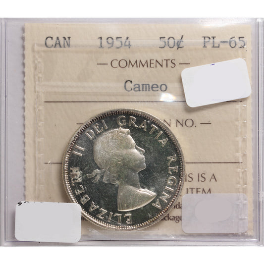 1954 Canada 50-cents ICCS Certified PL65 Cameo
