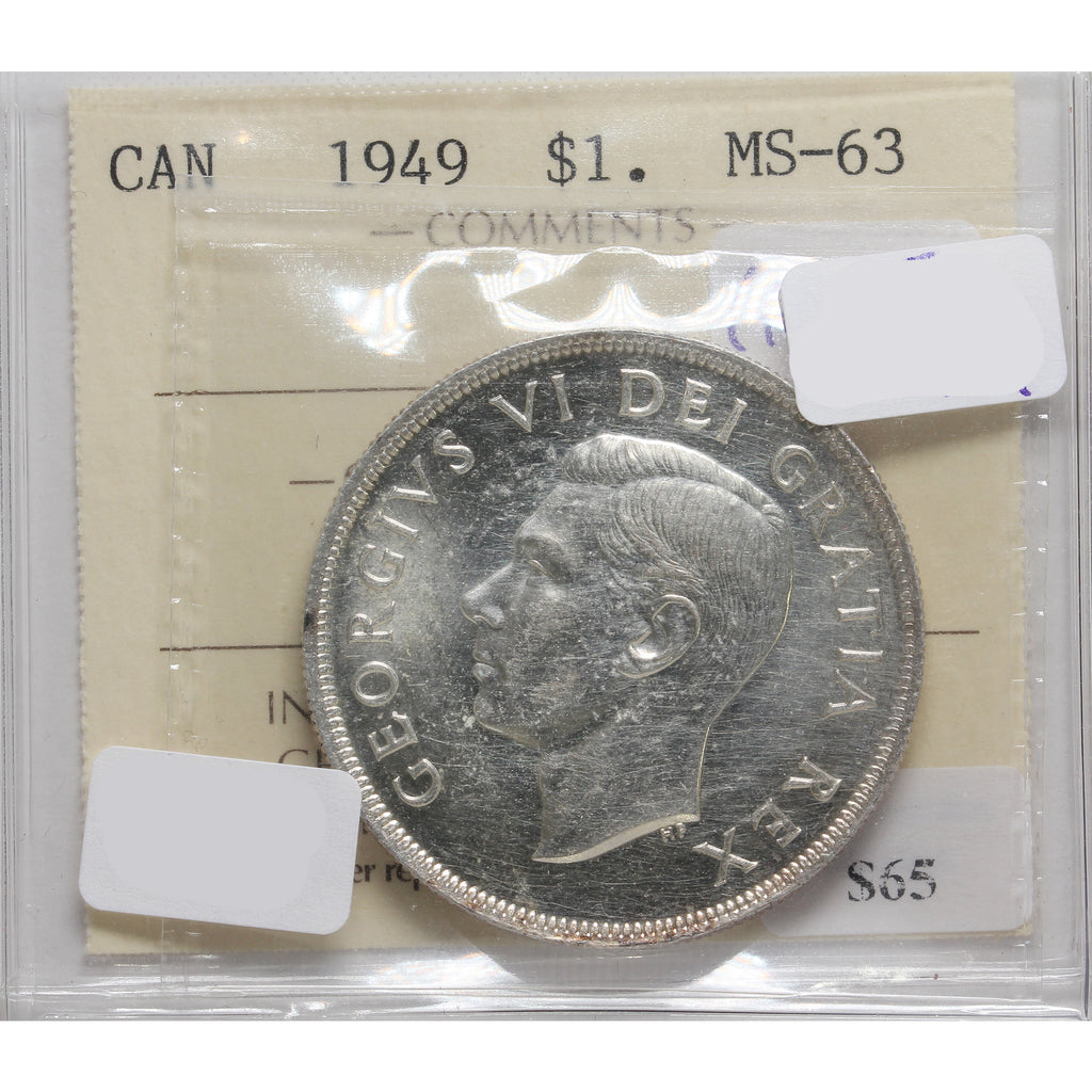 1949 Canada Dollar ICCS Certified MS63 (Toned)