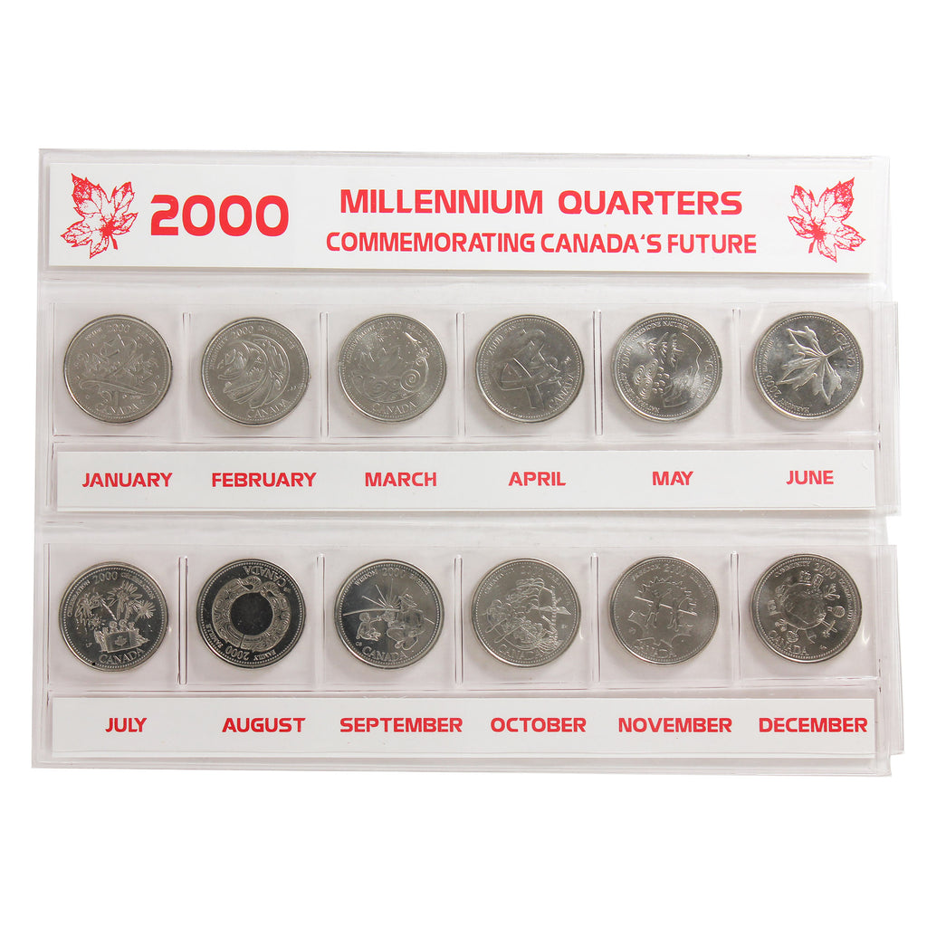 2000 Canada Commemorative Millennium Quarters Collection in Original Packaging