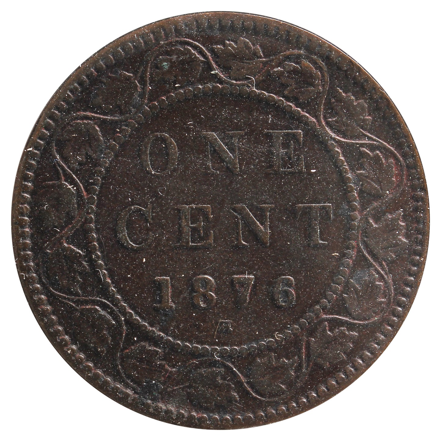 1876H Canada 1-Cent F-VF (F15) Scratched. Cleaned or Impaired