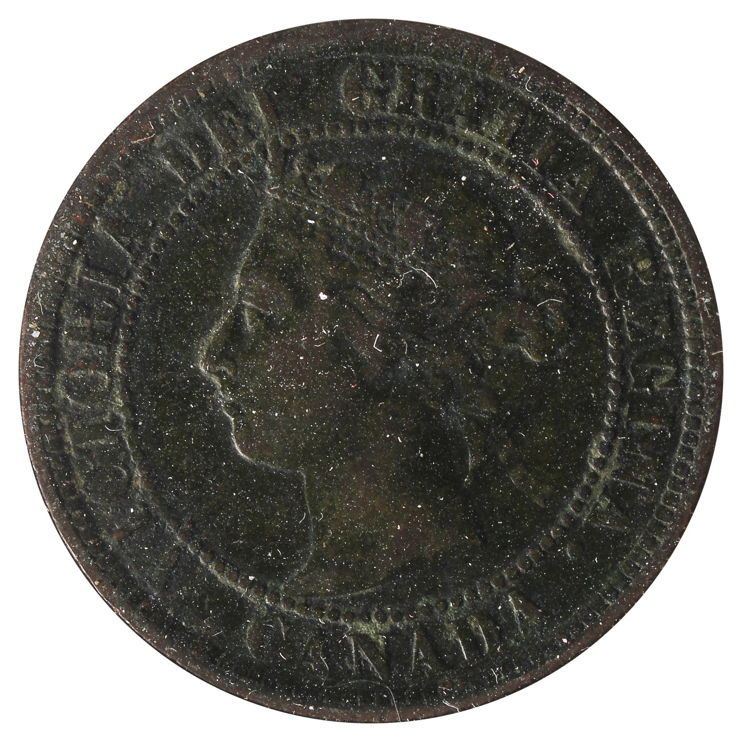 1884 Obv. 2 Canada 1-Cent F-VF (F15) Scratched, Cleaned or Impaired