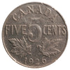 1926 Near 6 Canada 5-Cents F-VF (F15) Scratched, Cleaned or Impaired