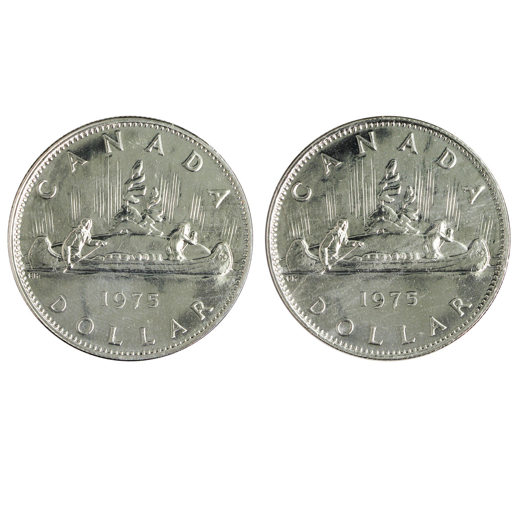Pair of 1975 Attached & Detached Jewel Canada Nickel Dollar Proof Like (Impaired) 2pcs
