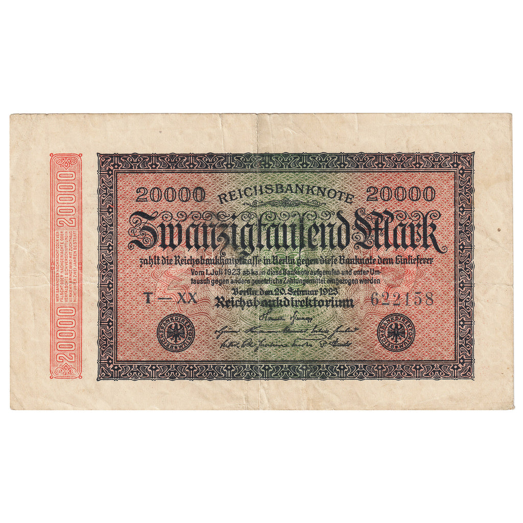 Germany 1923 20,000 Mark Note, Pick #85b (Impaired)