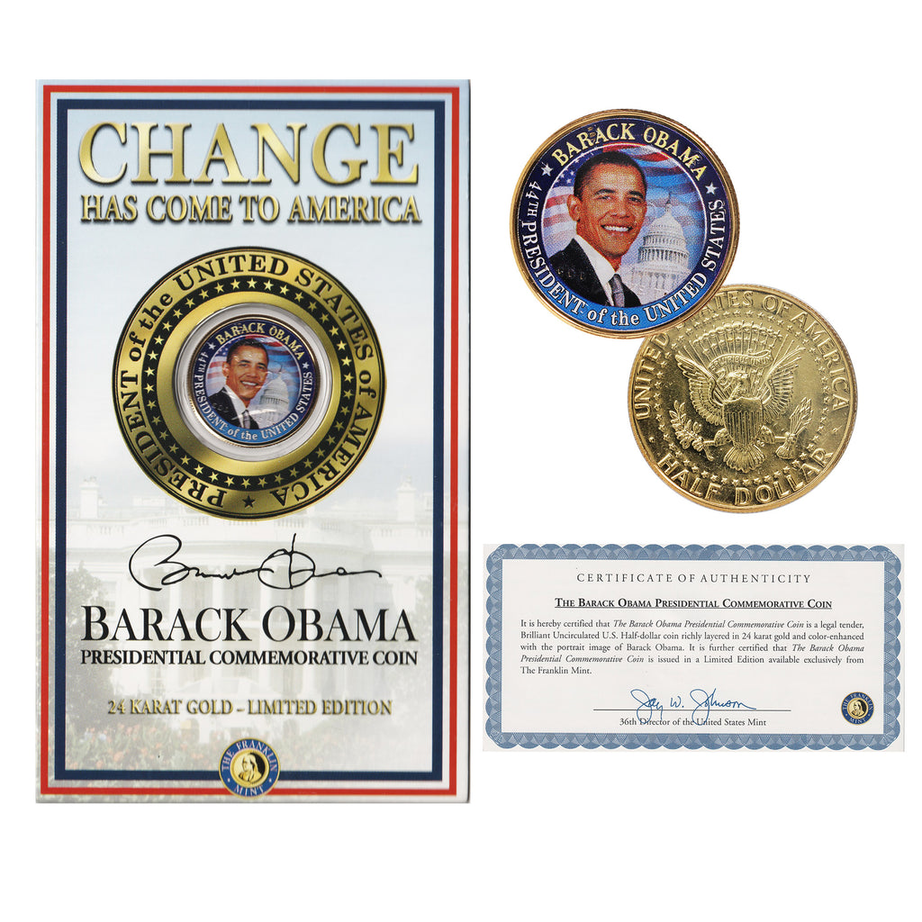 USA Half Dollar 24 Karat Gold Barack Obama Presidential Commemorative Coin