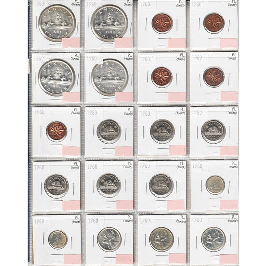 Lot of 20x 1960 Canada Decimal, All PL, 20Pcs. (Toned)