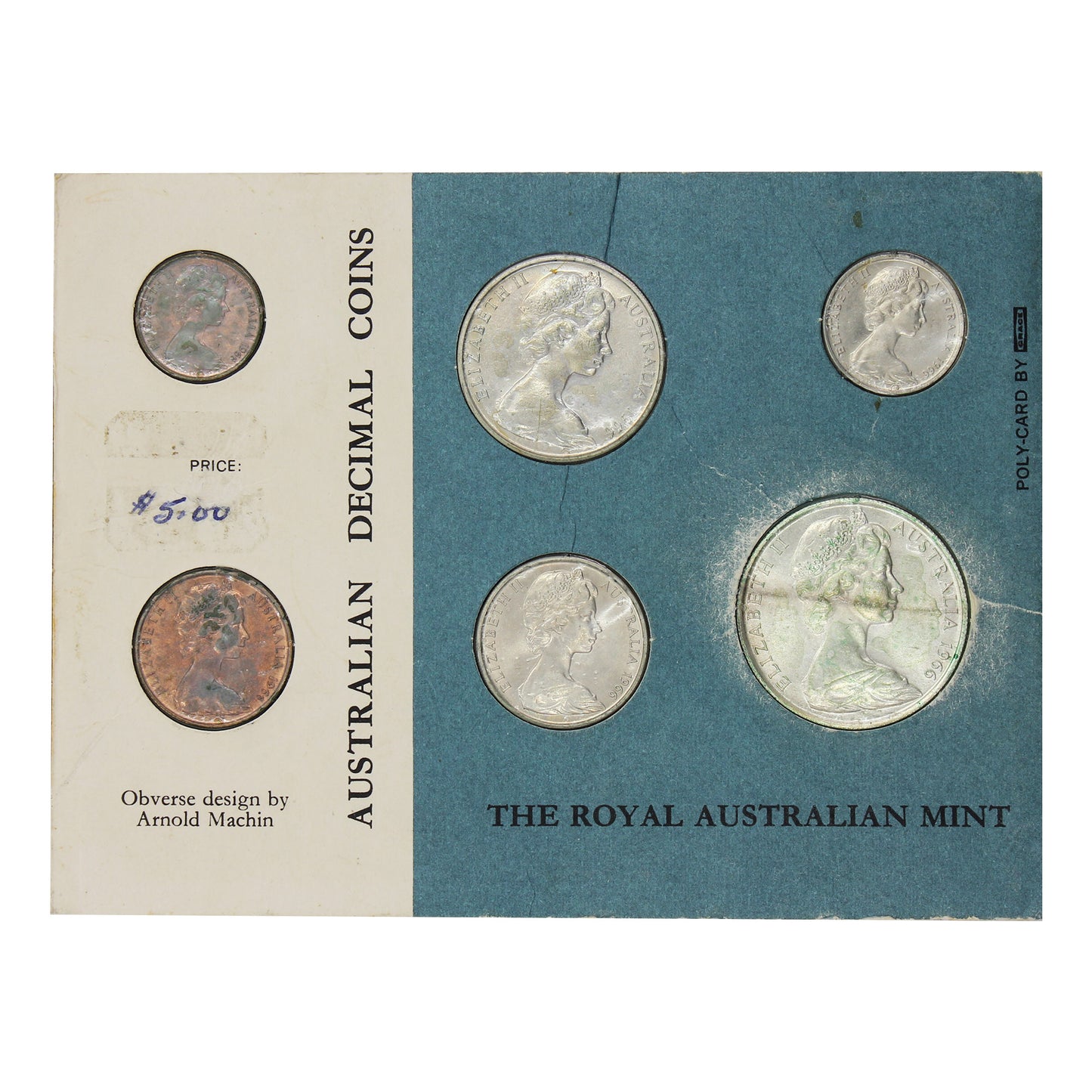 1966 Australia 6-coin Uncirculated Set in Blue Card (Impaired)