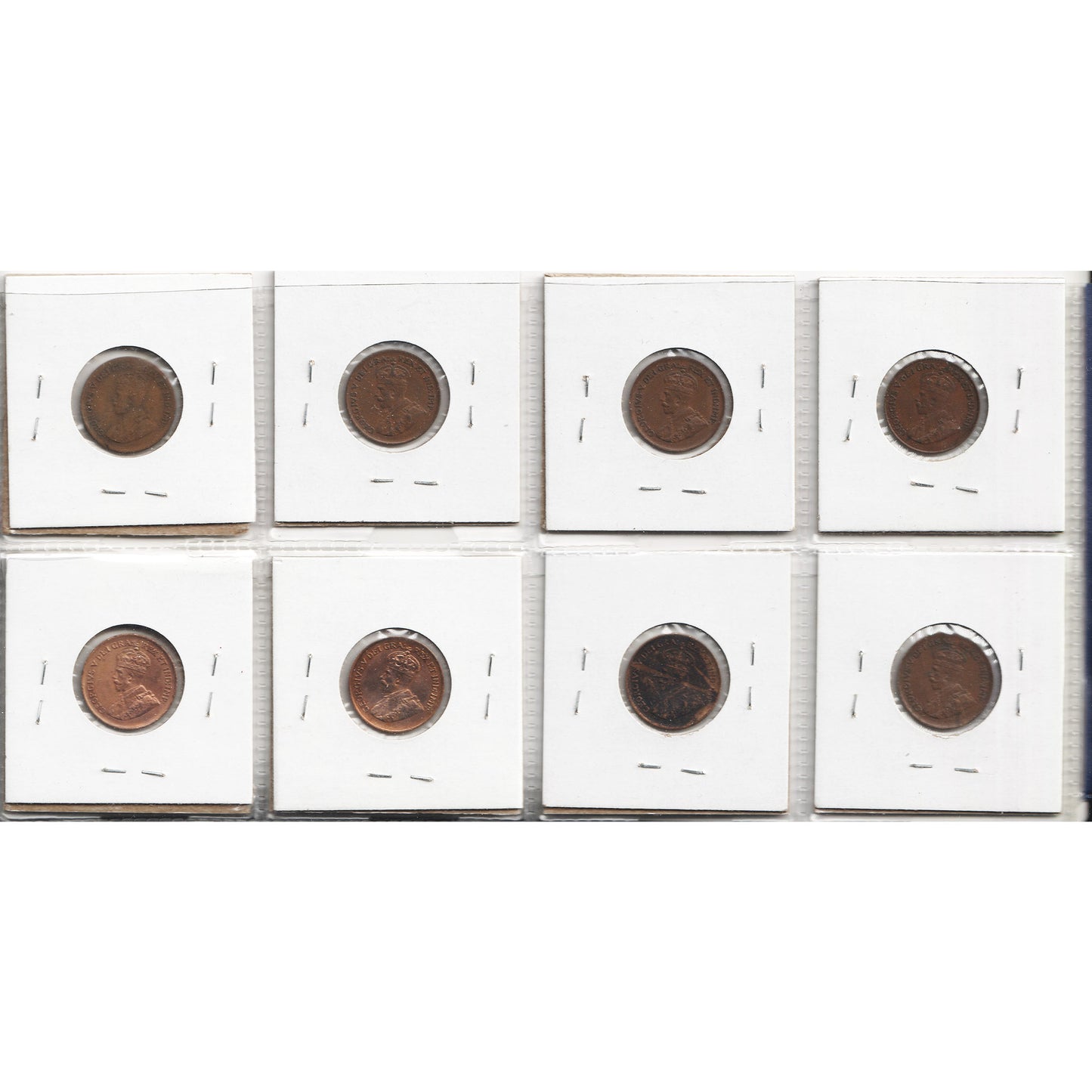 Lot of 8x 1921-1935 Canada 1-Cent, VG to AU, 8Pcs. (Impaired)