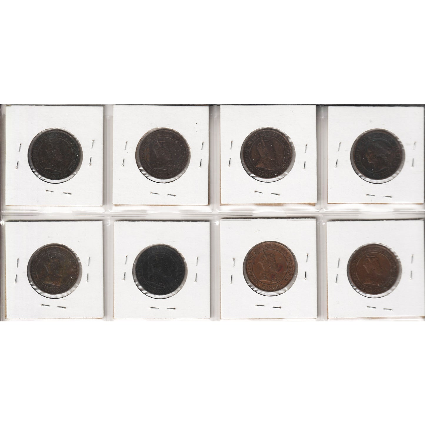 Lot of 8x 1900-1907H Canada 1-Cent, G-VG to EF, 8Pcs. (Impaired)