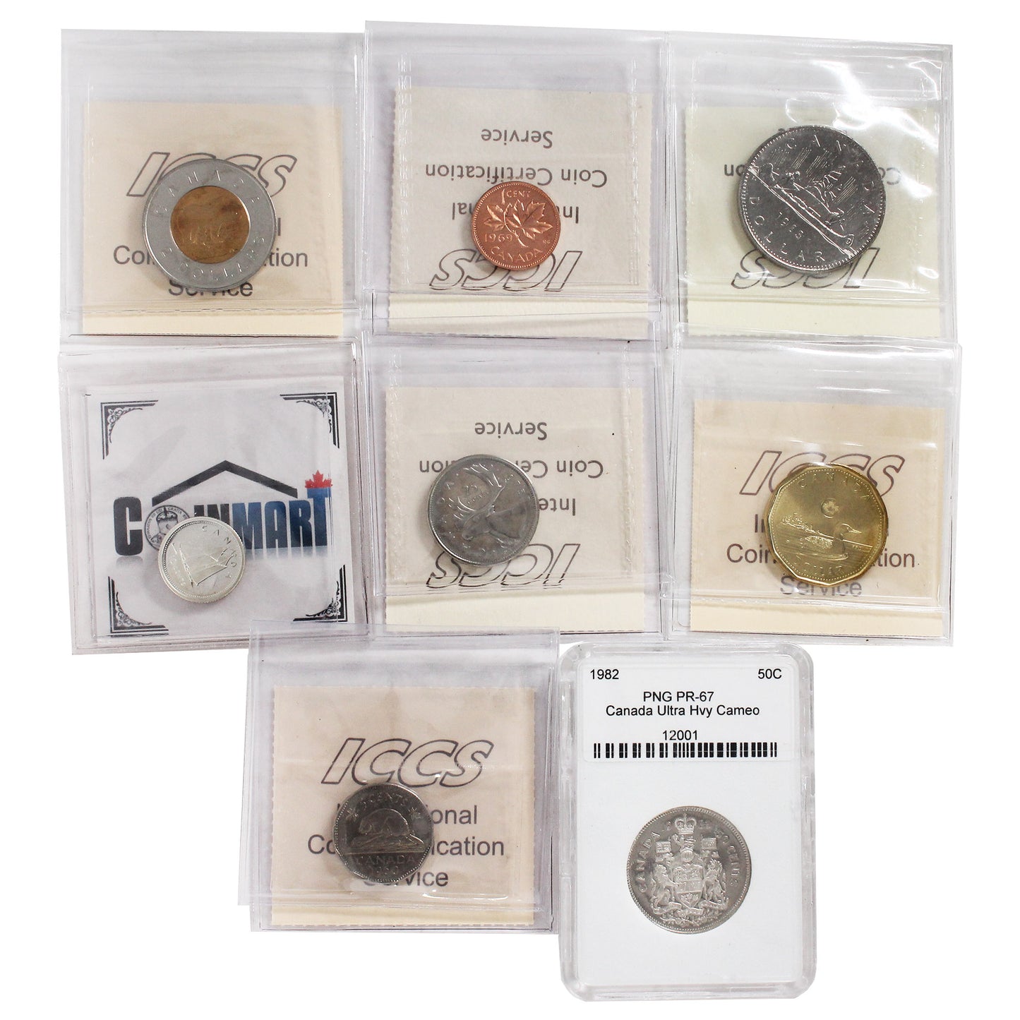 Lot of 8x 1960-2020 Canada Decimal Certified MS-63 to PR-67, 8Pcs. Please view image.