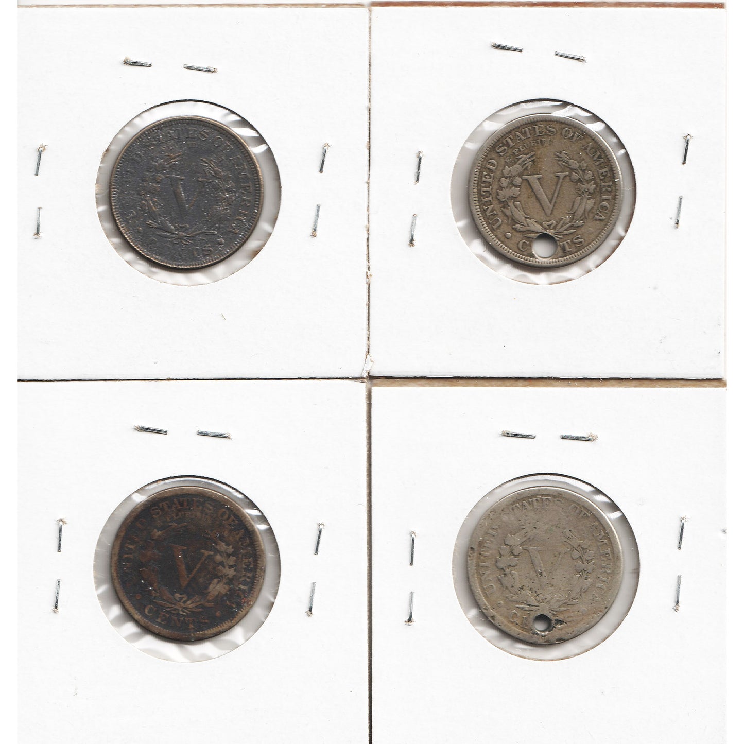 Lot of 4x 1888-1889 USA Nickel, G to VF, 4Pcs. (Impaired)