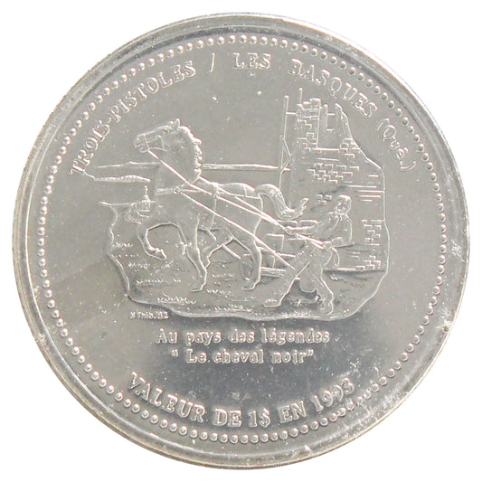 1993 Trois Pistoles, QC $1 Trade Token - In The Land of Legends The Black Horse