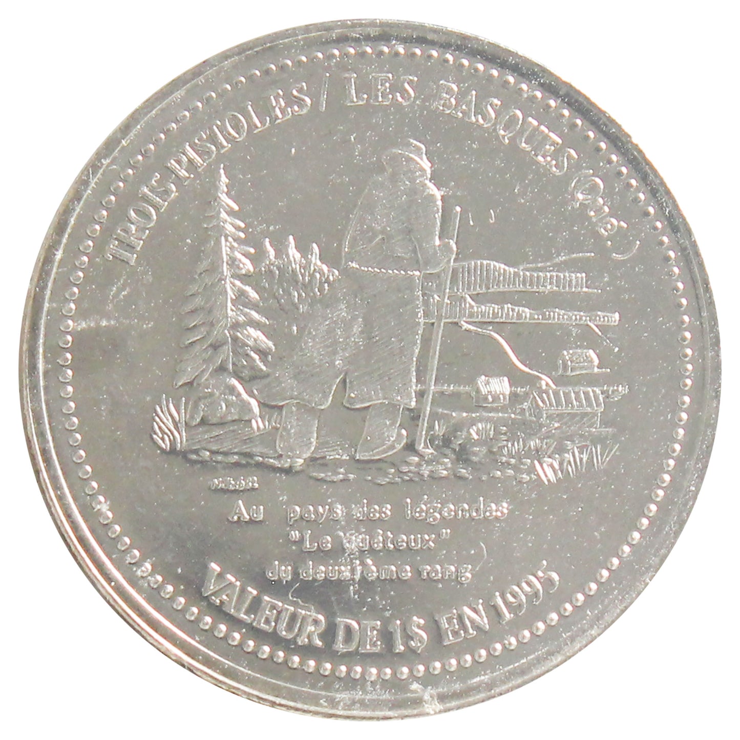 1995 Trois Pistoles, QC $1 Trade Token - The Legend of the "Beggar"