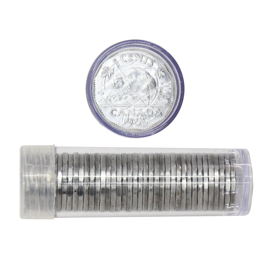 Lot of 39x 1953 Canada 5-Cents in Mint State (Toned) Sold as Is.