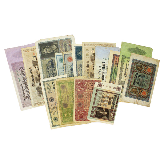 Lot of 15x Different German Large Size Notes Circ, 15Pcs.