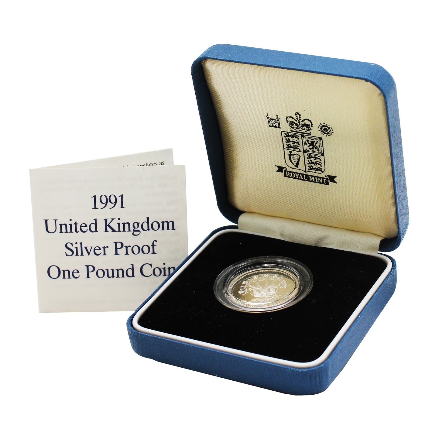 1991 United Kingdom 1 Pound Sterling Silver Proof Coin in Case