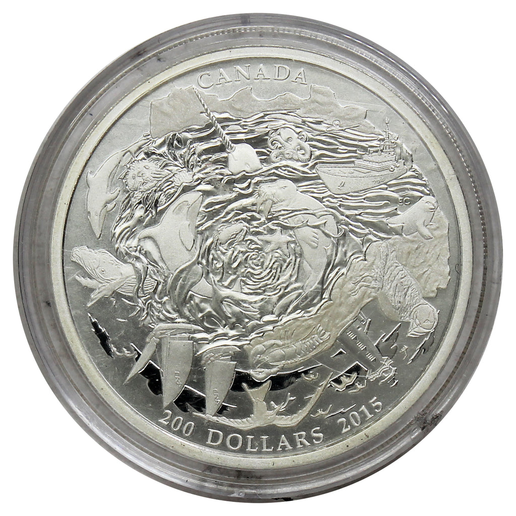 2015 Canada $200 Coastal Waters 2oz. Fine Silver (Coin Only, Lightly Toned) No Tax