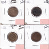 Lot of 4x 1858-1878 USA Cent, G to VF, 4Pcs. (Impaired)