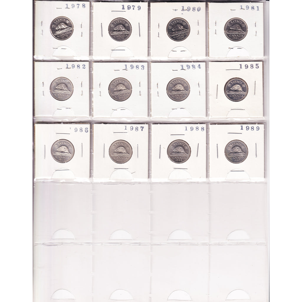 Lot of 60x 1924-1989 Canada 5-cents, 60Pcs. (Impaired)