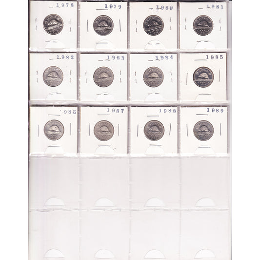 Lot of 60x 1924-1989 Canada 5-cents, 60Pcs. (Impaired)
